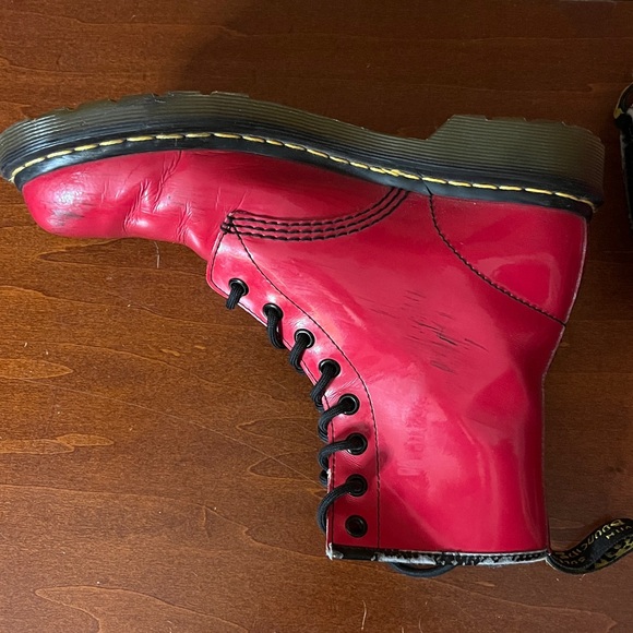 Dr. Martens 1460 Red Patent Leather Combat Boots - Picture 6 of 8